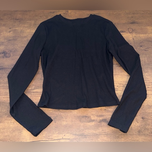 Tops - NWOT Soft Black Mock Neck Ribbed Fitted Long Sleeve Women's Top